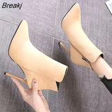 Boots Women 2023 Autumn/Winter High Heel Shoes Sexy Black Stiletto Pointed Toe Side Zipper Botines Casual Botas De