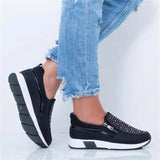 New Women Wedges Shiny Rhinestone Sneakers Spring Autumn Platform Height Increased Zipper Casual Ladies Vulcanized