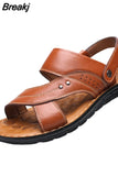 Summer New Men's Genuine Leather Sandals Men's Fashion Leather Beach Shoes Plus Size Casual Sandals Slippers for