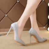 for Woman High Heels Pumps 10cm Tacones Pointed Toe Sexy Ladies Stilettos Wedding Shoes Internet Celebrity Heels Plus
