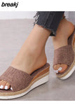 Women Sandals Elegant Woman Shoes With Low Heels Wedge Sandals Summer Zapatos Mujer Peep Toe Platform Sandals Ladies