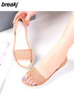Summer Women Fashion Jelly Sandals Low Heel Peep Toe Shallow Slides Casual Beach Outdoor Female Ladies Slipper