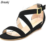 Women's Platform Wedge Sandals Simple Style Casual Pointed Toe High Heels Velvet Wedges Work Shoes 308-2