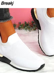 Summer 2023 Trendy Platform Flats Sneakers Socks Shoes Tennis Breathable SlipOn Casual Sports Footwear Ladies