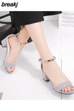 String Bead Summer Women Sandals Open Toe shoes Women's Sandles Square heel Women Shoes Korean Style Gladiator Shoes