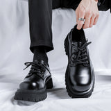 Breakj 2024 New Youth Big Head Round Head British Wind Low Heel Set Foot Work Wear Thick Bottom Shoes