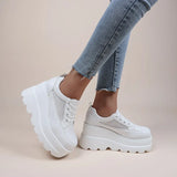 New White Wedge Strap Shoes Platform Breathable Hollow Shoes Thick Sole Large High Heels Women's Shoes Heels