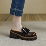 Women's Sneakers With Platform Shoes Thick Sole 2023 Casual Leather Low Fabric Mules Rubber Concise Square Toe Rome