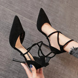 Women's Dress Classy High Heels Women 2023 Spring and Autumn New Pointed Toe Stiletto Sandals Buckle Strap Internet Hot