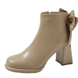 High Heels Ankle Boots for Women Back Bowtie Thin Short Sock Botas Autumn Winter Ladies Casual Punk Party