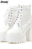 Design Gothic Boots Square Heel Platform Chunky Women Ankle Boots 2023 New Autumn Sexy Elegant Woman Shoes