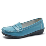 Flats Slip On Soft Loafers Women Genuine Leather Shoes Platform Nurse Ladies Flat Shoes Wedge White Zapatos De