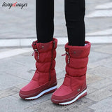 Women Winter Boots Platform Snow Boots Waterproof Non-slip Thick Plush Warm Mid-calf Boots for Women Winter Shoes Botas