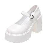 for Women Fashion White Platform Super High Heels Buckle Strap Mary Jane Shoes Woman Goth Thick Heeled Party Shoes