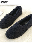 moccasins femme winter cotton home shoes women warm plush loafers comfy curly sheep fur flats woman large size
