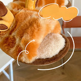 Shoes Women Winter Indoor Warm Cotton Closed Toe Slippers Home Cartoon Giraffe Plush One-word Slippers Chinelos