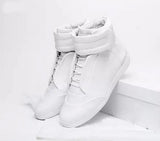 Top Hook Mens Shoes White Red Blue Leather Lace-up Leisure Flat Shoes For Men Rubber Sole Cusual Sneakers