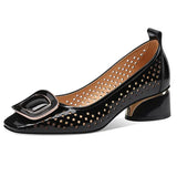 for Woman 2023 Office Square Toe Women's Summer Footwear with Medium Heels Normal Leather Casual White Sandals on Sale A