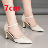 Women Cute Pointed Toe Black Buckle Strap High Heel Shoes Lady Casual Red Comfort Summer Stiletto Heels for Office & Party