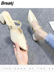 for Women 2023 Hot Slingbacks Ladies High Heels Summer Toe-Covered Women's Sandals Pointed Toe Outer Wear Half