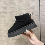 Women Short Plush Warm Snow Boots Casual Shoes New Suede Fur Chelsea Ankle Boots Flats Platform Ladies