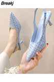 New Fashion Stiletto Slingback Sandals Pointed Toe Slip-on Muller Shoes Ladies Elegant Shallow Mouth Night High