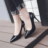Spring and Autumn Women High Heel Single Shoes Wearing Pointed Solid Color Simple Shallow Mouth Sexy Women's Shoes
