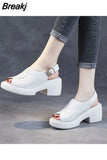 Open Toe Summer 2023 with Medium Heels Women's Shoes White Sandals for Woman Wedge Platform Waterproof Vip Original H