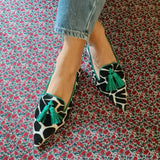 Size40-43 Women Shoes 2024 New Flat Shoes Low Heel Pointed Cow Pattern Tassel Casual Single Shoes Platform