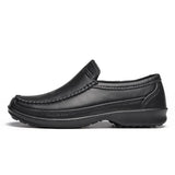 Men Casual Leather Shoes Waterproof Non-slip Chef Shoes Large Size Oil-proof Fashion Loafers Slip-on Kitchen Restaurant