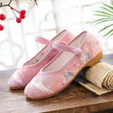 Breakj Cloth Shoes Women's Shoes Embroidered Shoes Low Heel One-Word Button Summer Women's Singles