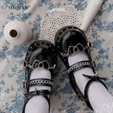 New Designer Ladies Platform Lolita Mary Janes Pumps Fashion Chain Wedges High Heels Women's Pumps Party Gothic Shoes