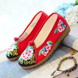 Breakj Shoes Ox Tendon Bottom Big Head Shoes Mother Grandma Shoes A Foot Pedal Cloth Shoe Women's Single Shoes Embroidered