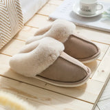 Winter Warm Home Fur Slippers Women Luxury Faux Suede Plush Couple Cotton Shoes Indoor Bedroom Flat Heels Fluffy