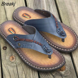 New Summer Handmade Leather Slippers Trendy Fashion Men's Flip-flops Outdoor Breathable Comfortable Men and Simple