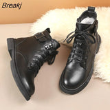 Women Short Boots Genuine leather 2022 New Wool Warm Ladies Winter Boots Large Size 42 43 Flat Ladies Snow