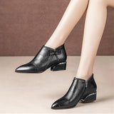 Boots Women Platform Lace Up Buckle Shoes Thick Heel Pointed Winter Warm Short Boot Casual Gingham Boot Plus Size
