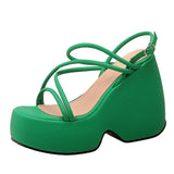Women Luxury Designer Brand 2022 Summer Microfiber Fashion Platform Wedge High Quality Slides Female Shoe Big Size
