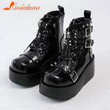 Gothic Style Platform Mary Jean Shoes New Fashion Brand 2023 Spring Summer Round Toe Buckle Sandals Boot Party Role