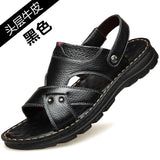 Non-Slip Sandals Cow Leather Men's Soft Bottom Wear-Resistant Slippers Dual-Purpose Breathable