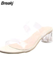 Wear Women's Crystal Heel Sandals Slippers 2023 Summer Transparent Plastic Open Toe Female Sandals Plus Size Party