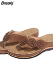 Appliques Slippers 2023 Summer Women Vintage Flip Flop Ladies Wedges Comfortable Shoes Female Sewing Slides Plus