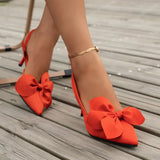 Womens New Luxury Brand High Heels Sexy Pointed Toe Slip on Bow Casual Shoes Sweet Office High Heels Dress Womens