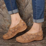 Women Sandals Soft Leather Wedges Shoes For Women Summer Sandals Casual Shoes Female Low-heel Hollow Out Sandals
