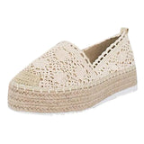 Woman Flat Chaussures Femme Zapatos De Mujer Women's Hollow Platform Casual Shoes Solid Color Breathable Wedge