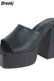 New Platform Sandals For Women Hoof Heels High Platform Chunky Heels 2023 Summer Sexy Elegant Fashion Woman Sandals