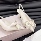 Breakj And Summer 2025 New JC Fairy Wind Hand Empty Pedal Sandals Bows And Flowers Pointed