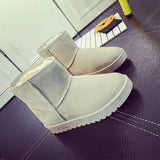Women's Short-Tube Snow Boot Plush Warm Women Shoes Suede Round-Toe Flat Heel Ankle Boots botines mujer 2021