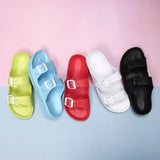 Sandals Women Men 2021 New Lightweight Candy Color Two Buckle Flats Slippers EVA Comfortable