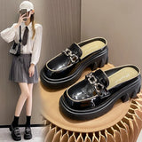 New Women Sneakers Slippers Breathable Mesh Casual Mules Shoes Female Fashion Sneaker Chain Leisure Woman Vulcanize